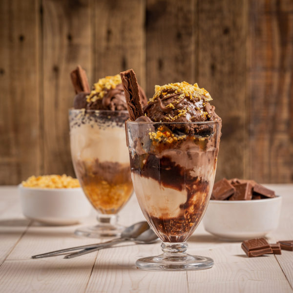 Chocolate Honeycomb Sundae made with Honeycomb and Chocolate ice cream