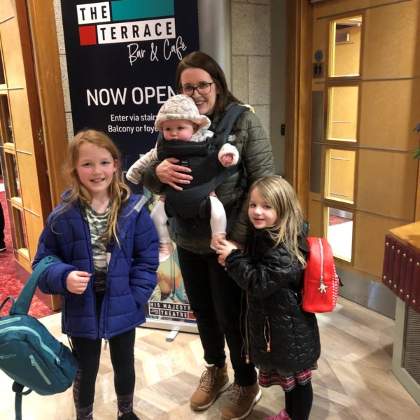 Diane (on maternity leave) with Maisie, Gracie & baby Darcie enjoying a day at the Panto