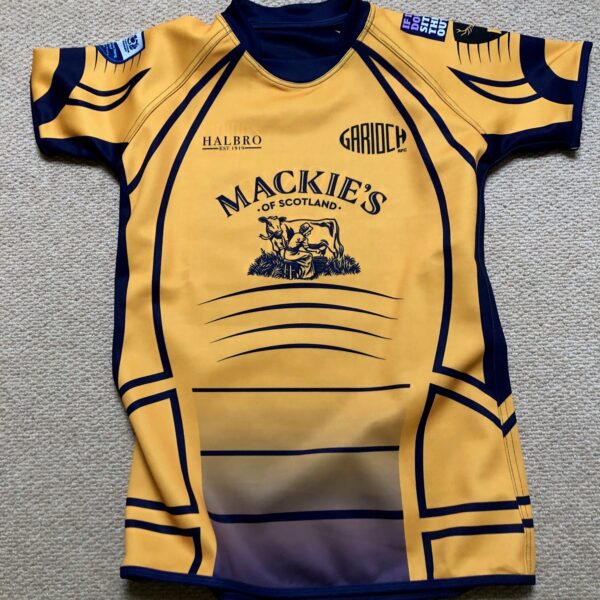 New U18s Garioch Rugby Club shirts sponsored by Mackie's