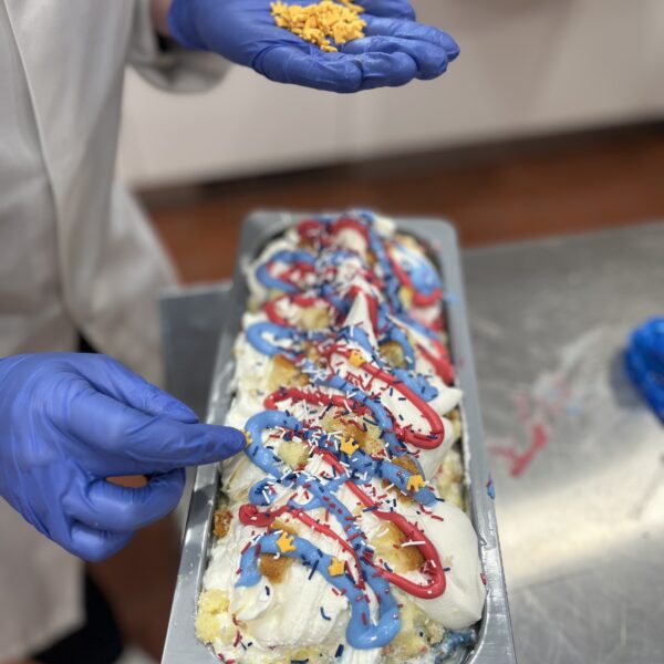 Adding the finishing touches to our Coronation Celebration ice cream
