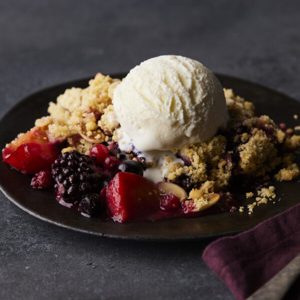 Winter Berry Crumble and Madagascan Vanilla ice cream